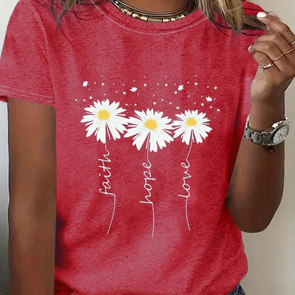 2024 New Women's Flower Print Party T-shirt