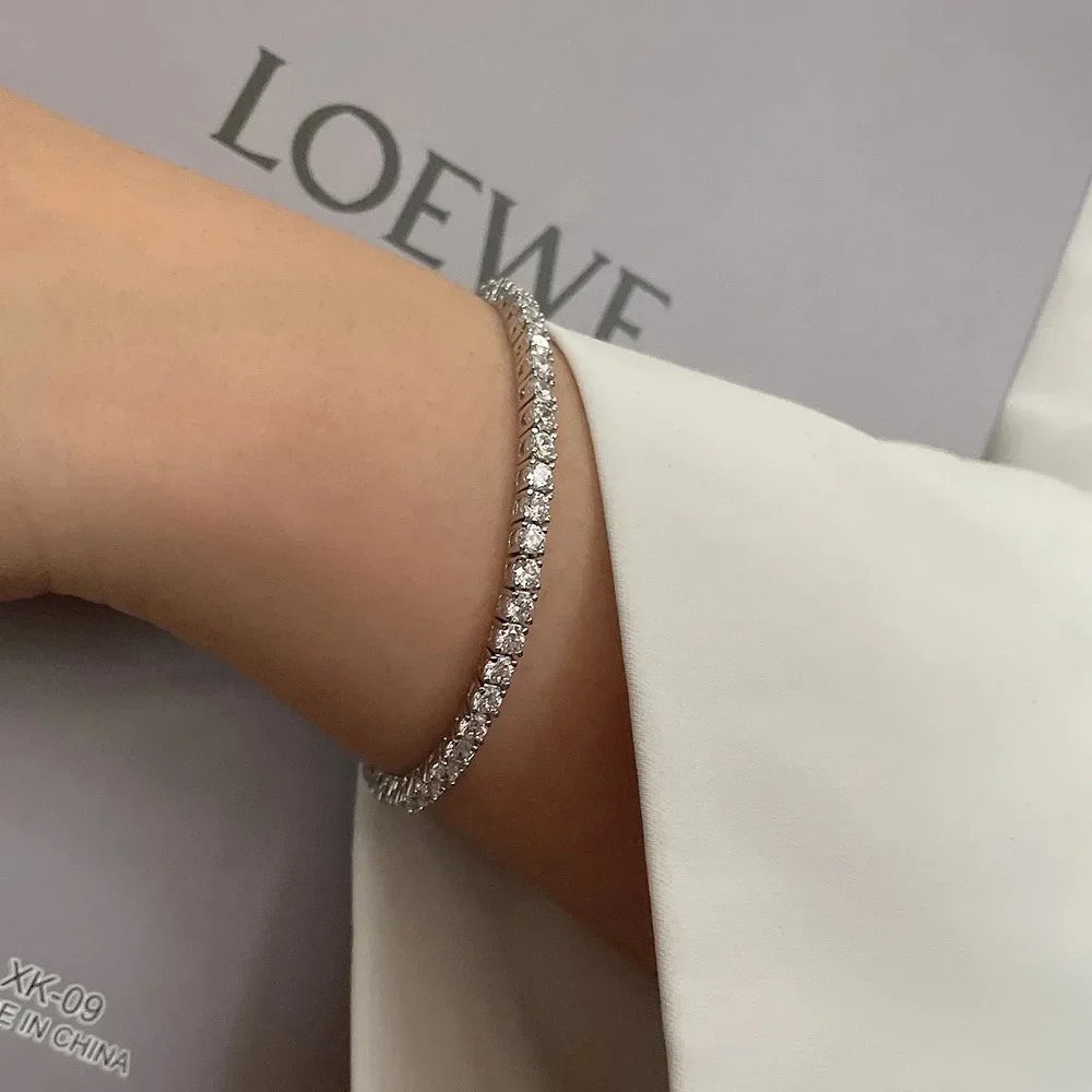 3mm/5mm Full Moissanite Tennis Bracelets Real 925 Sterling Silver - Empire P.E
