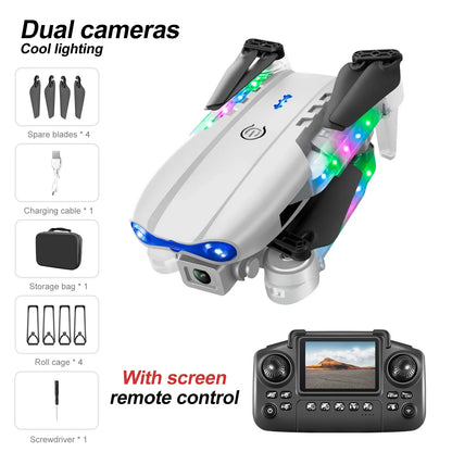 White Gray E88E99 Lighting Screen Control Mini Drone Dual Camera - Empire P.E