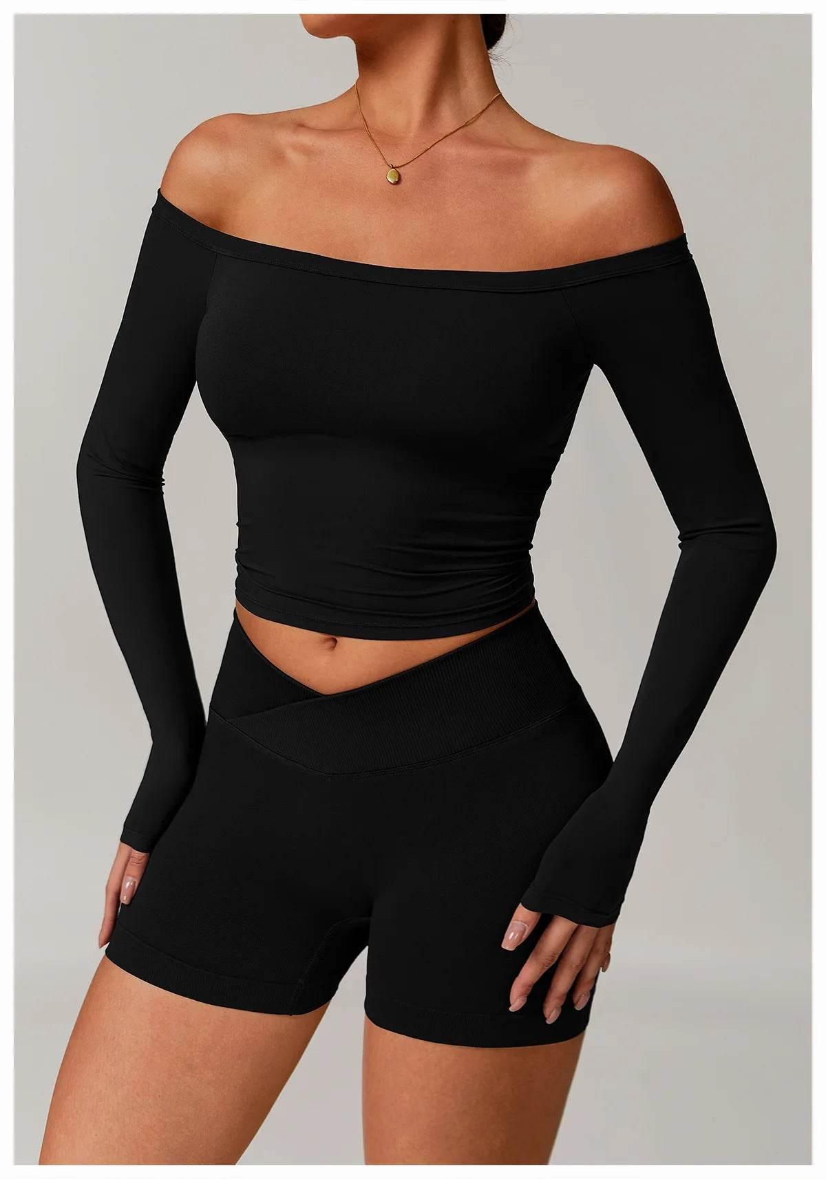 Women Yoga Shirts Crop Tops Long Sleeves Shirts for Women Yoga Sports Fitness Gym Clothing Running Workout Tops Sports Shirts - Empire P.E