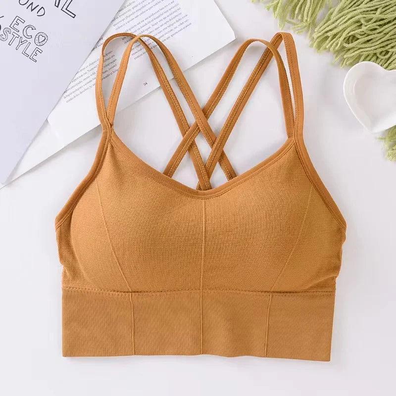 Sexy Women Tops Back Cross Strap Tank Top Push Up Running Sports Bra Breathable Soft Fitness Beauty Solid Color Yoga Bra - Empire P.E