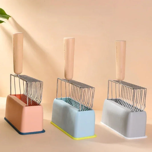 Cat Litter Shovel Set Candy Color Large Wooden Handle - Empire P.E