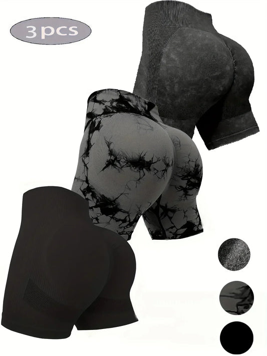 3-Pack High-Waisted  Yoga Shorts Set