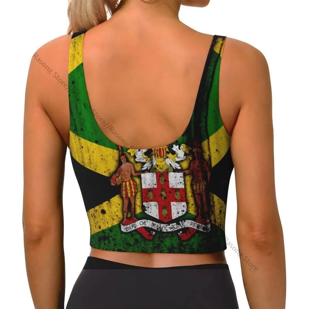 Sports Bra Women Running Yoga Clothes Vest Jamaica Kingdom Flag Gathering Fitness Vest - Empire P.E