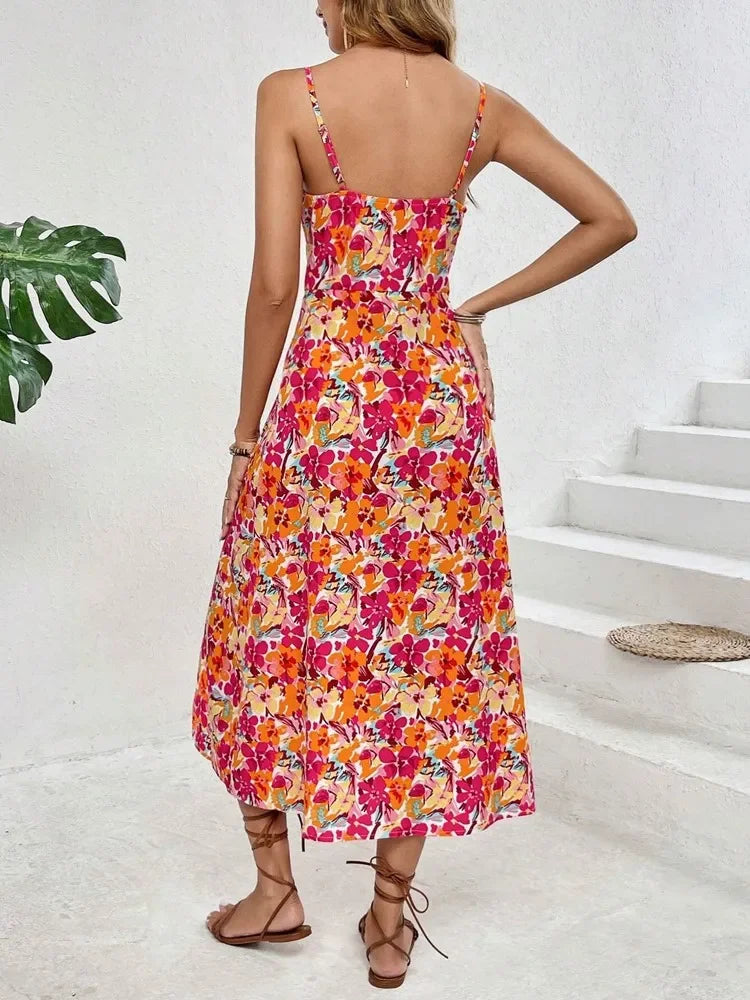 New Summer Women's Printed Lace-up Dress - Empire P.E