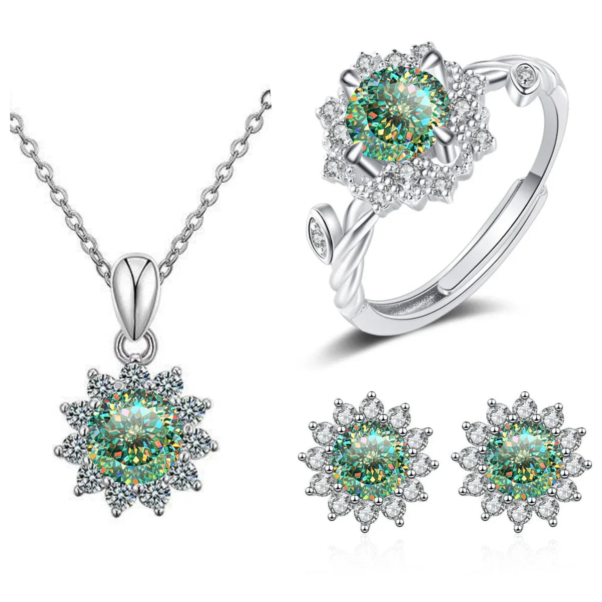4CTW Moissanite Jewelry Set 925 Sterling Silver - Empire P.E