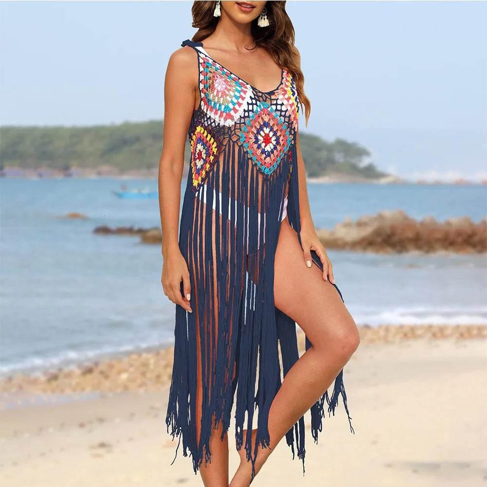 Trendy V-Neck Beach Cover-Up Dress for Women - Empire P.E