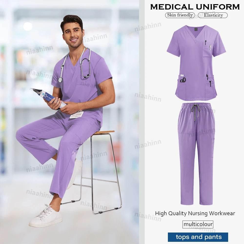 Scrubs Set Anti-Wrinkle Medical Surgical Scrub Uniform Men Women - Empire P.E