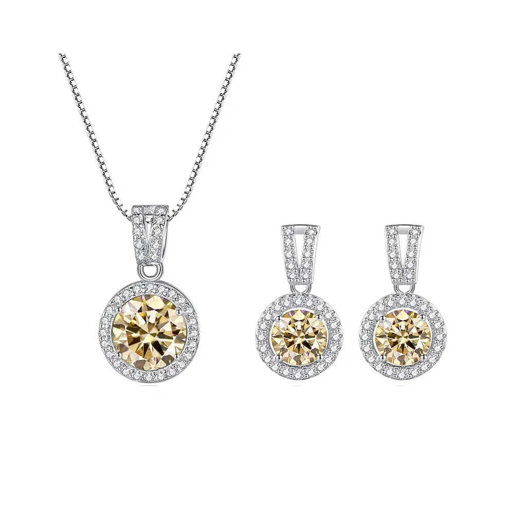 2ct total Moissanite Jewelry Set Sterling Silver 925 Necklace Earrings - Empire P.E