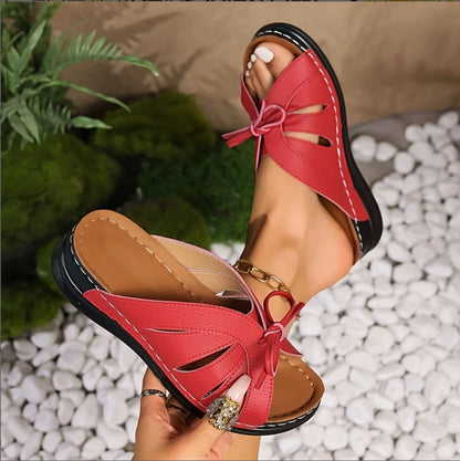 Women's solid color wedge sandals