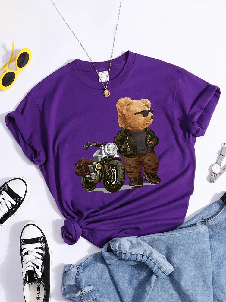 Motorcycle Teddy Bear Wearing Sunglasses Tshirt - Empire P.E