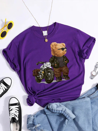 Motorcycle Teddy Bear Wearing Sunglasses Tshirt - Empire P.E
