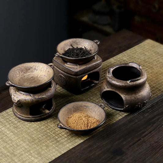 Aromatherapy Aroma Burner 3 In 1 Coarse Pottery Tea Warmer