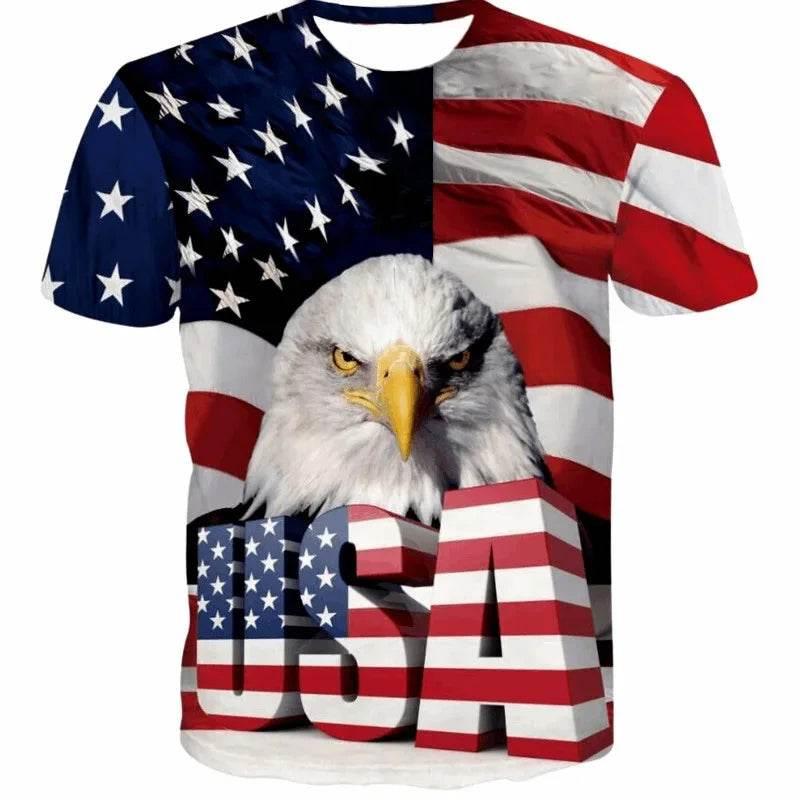New USA Flag T-Shirt Men Women Stripes And Stars Pattern 3D Printed T Shirts Eagle American Flag Men's T-Shirts Summer Tops Tees - Empire P.E