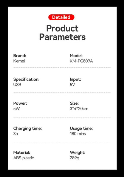 Kemei KM-PG809A KM-PG232 LCD USB Charging Hair Clipper Adjustable - Empire P.E
