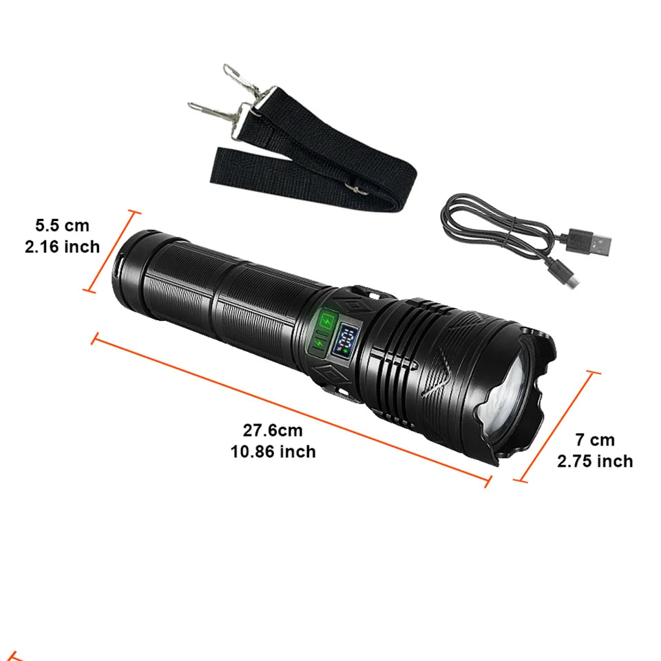 Most Powerful LED Flashlight USB Rechargeable Tactical Torch Light