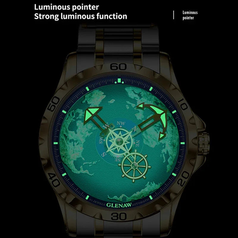 Men's Nautical Glowing Waterproof Mechanical Watch