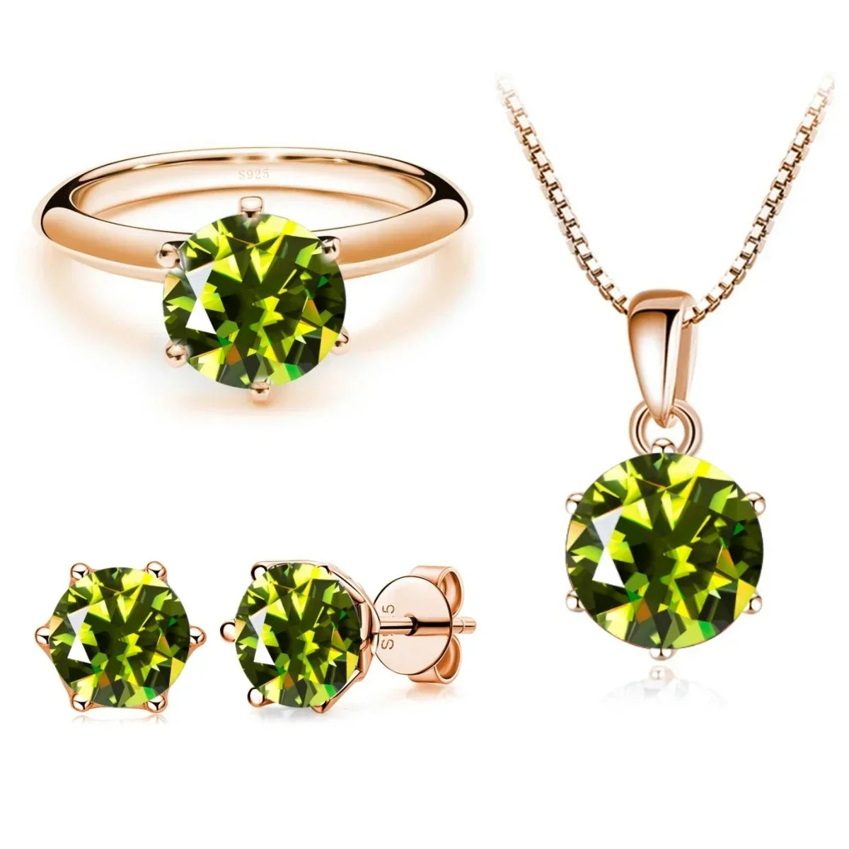 Moissanite Jewelry Set for charm lady Rose Gold Plated with total 4 carat mossanite silver 925 jewerly set - Empire P.E
