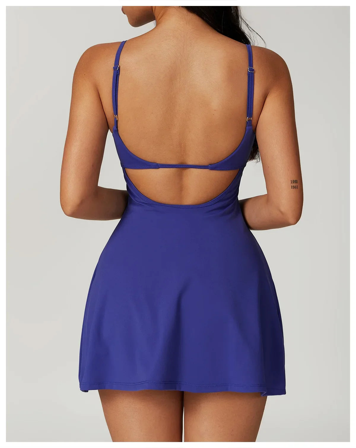 Skinny One-piece Tennis Dress Outdoor Slim-fit Shock-proof Hollow Out Backless Running Fitness Yoga Clothes Tights Tennis Skirt - Empire P.E