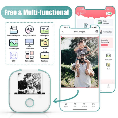 Portable Mini Wireless Thermal Pocket Printer Self-adhesive Stickers - Empire P.E