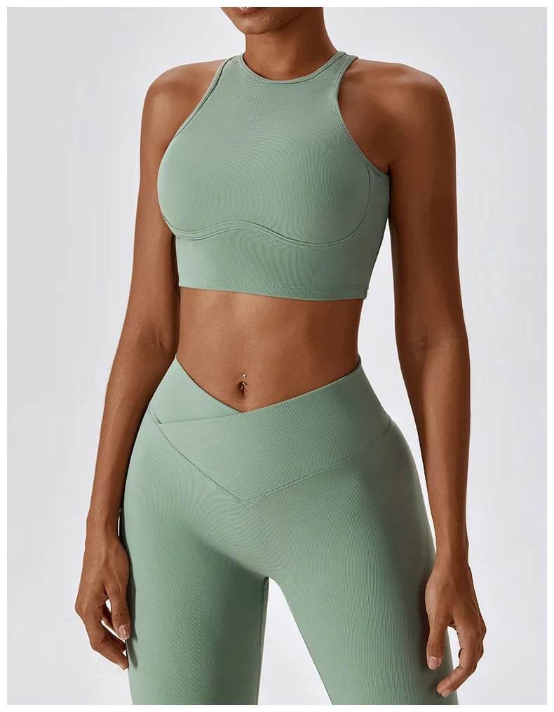 2PCS Seamless Yoga Set Gym Clothes Sportswear Yoga Suits For Women Fitness Rib Tracksuits Sports Bra Gym Leggings Sports Suits - Empire P.E