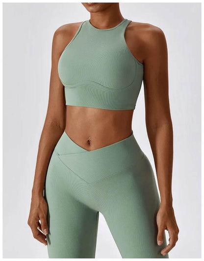 2PCS Seamless Yoga Set Gym Clothes Sportswear Yoga Suits For Women Fitness Rib Tracksuits Sports Bra Gym Leggings Sports Suits - Empire P.E