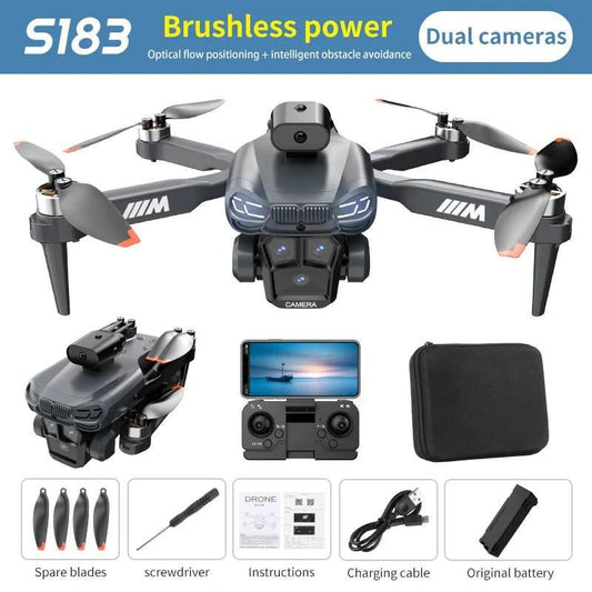 S183 Dual Camera drone, Brushless Rc drone to avoid obstaclesoptical flowremote control Quadcopter, children's flying helicopter - Empire P.E