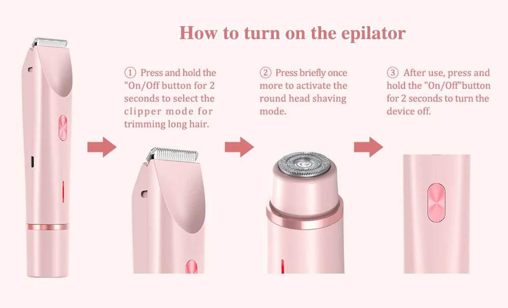 Electric Razor for Women Painless Women Mustache Electric Shaver for Leg Bikini Body Hair Trimmer Facial Epilator Hair Remover - Empire P.E