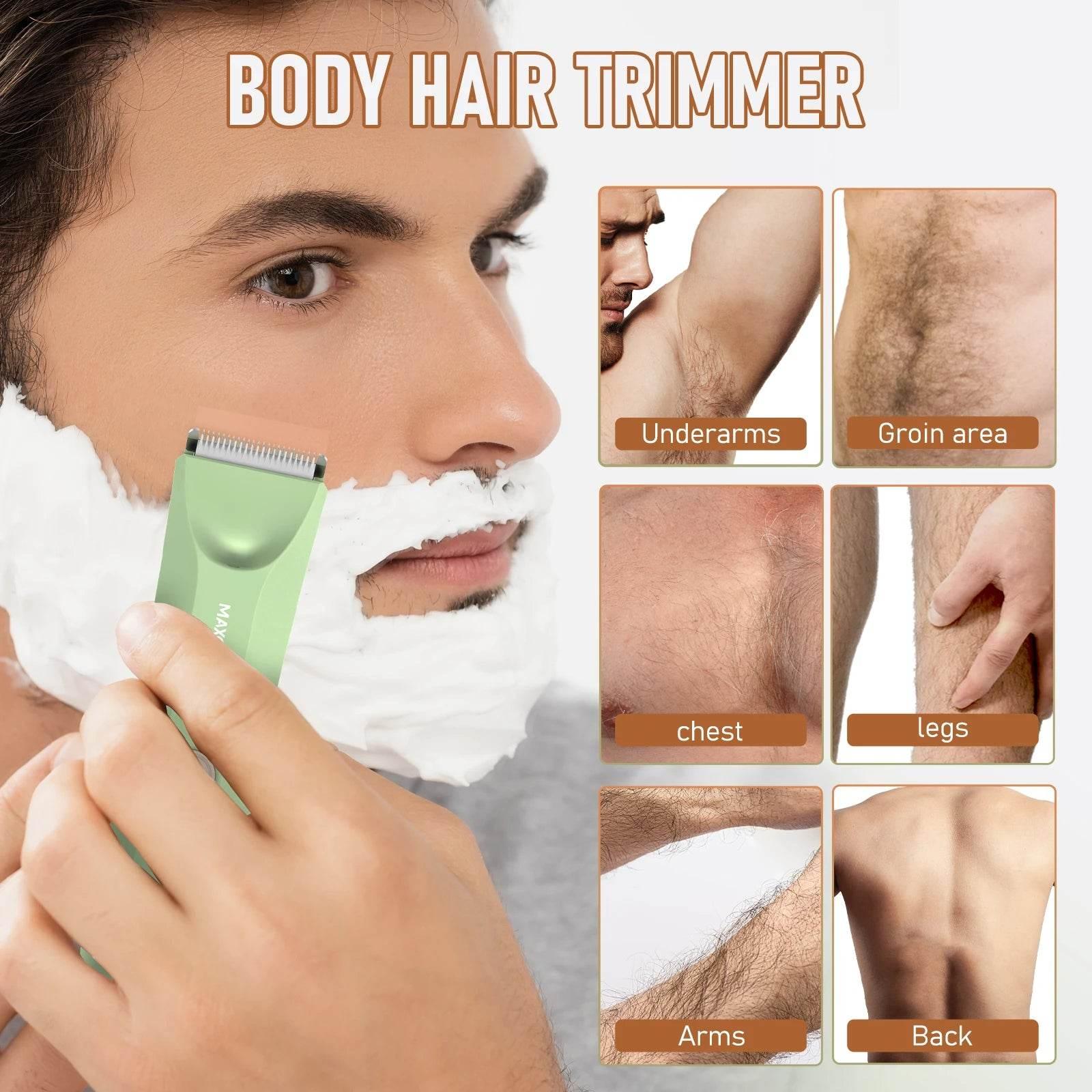MAXGROOM Body Hair Trimmer Shaver for Men Ball Trimmer for Groin Pubic Replaceable Ceramic Blade Electric IXP7Waterproof Clipper - Empire P.E