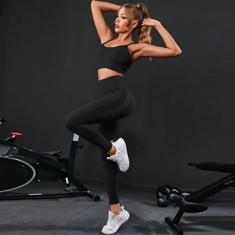 2 Pieces Women's Tracksuit Seamless Yoga Set - Empire P.E