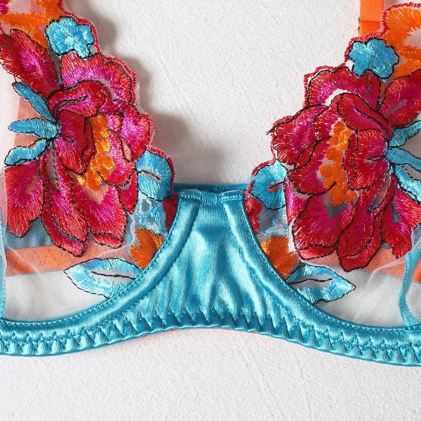 Women Floral Lace Garter Lingerie Set - Empire P.E