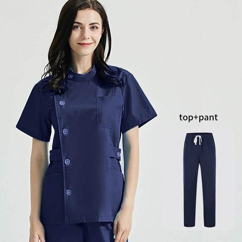Niaahinn Health Services Scrubs Set Uniforms V-Neck Beauty Salon Work Uniform Women Sets Pet Grooming Institution Scrubs Coat - Empire P.E
