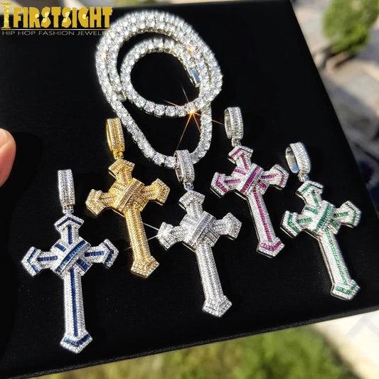 New Iced Out Cross Pendant Necklace