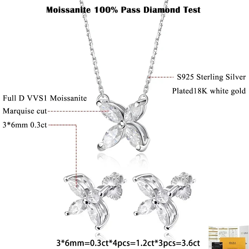 3.6CT Butterfly Moissanite Jewelry Set for Women S925 Sterling Silver - Empire P.E