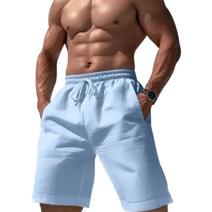 New Linen Cotton Shorts Solid Color Jogging Sweatpants Elastic Waist Shorts for Men Large Lightweight Summer Basketball Shorts - Empire P.E