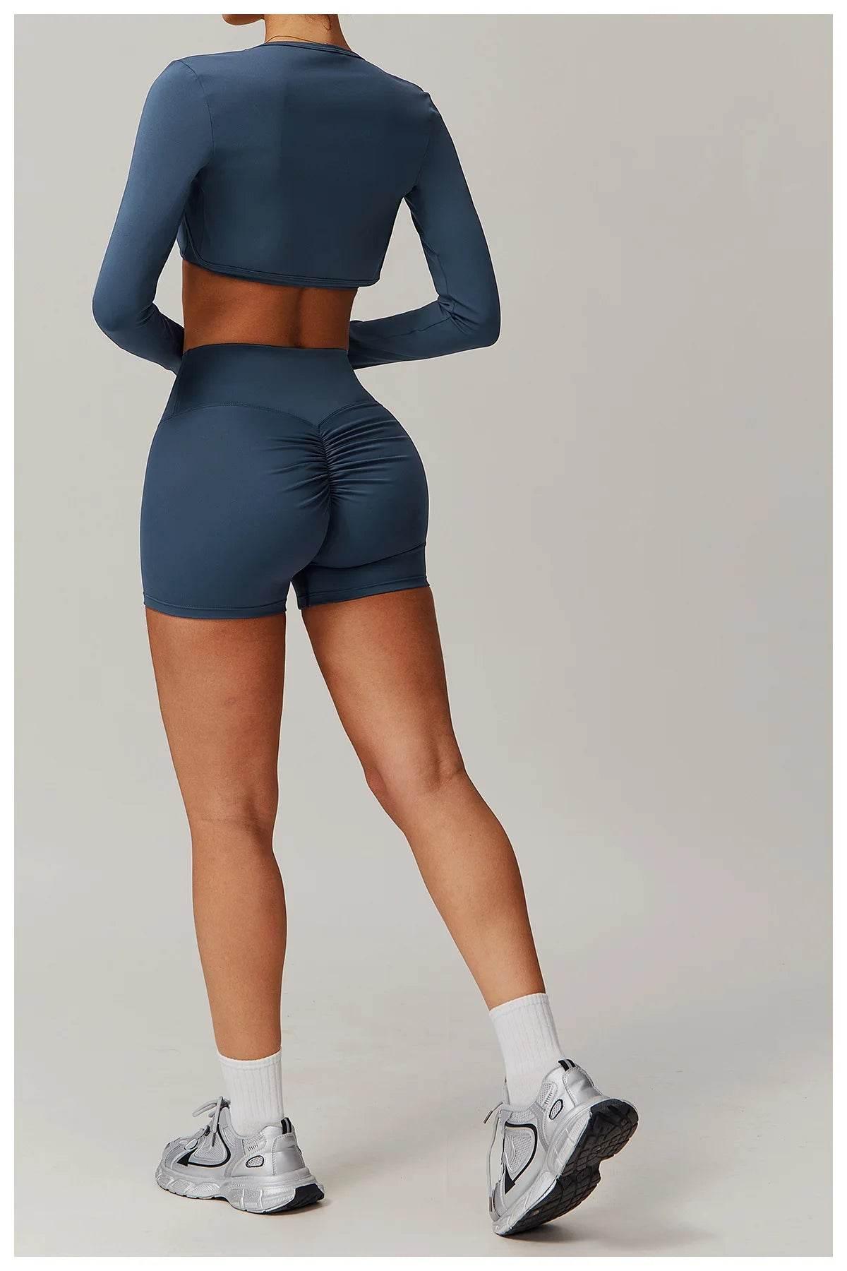 New Women Yoga Shorts High Waist Beautiful Buttocks Gym Sexy Feel V-shaped Shorts Sports Fitness Tights Push up Run Leggings - Empire P.E