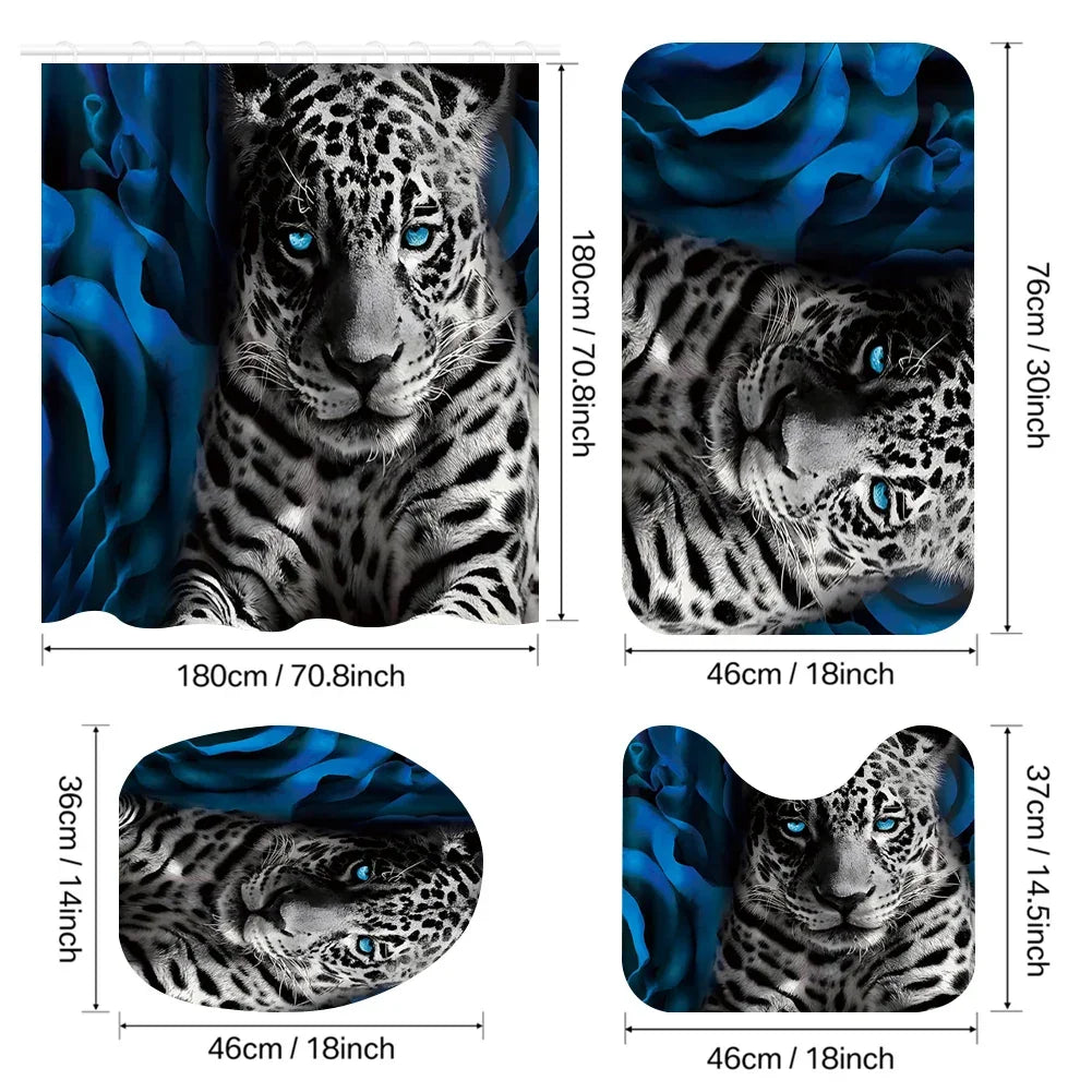 4-Piece Set 3D Printed 180x180cm Waterproof Shower Curtain With Hooks - Empire P.E