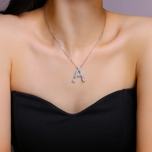 Unisex 26 Letters 5ct Full Moissanite Pendant Necklace - Empire P.E