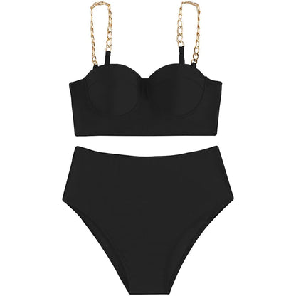 Solid Bikini Sets High Waisted 2024 New Women's Sexy Two Pieces Swimsuit