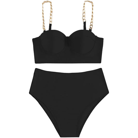 Solid Bikini Sets High Waisted 2024 New Women's Sexy Two Pieces Swimsuit