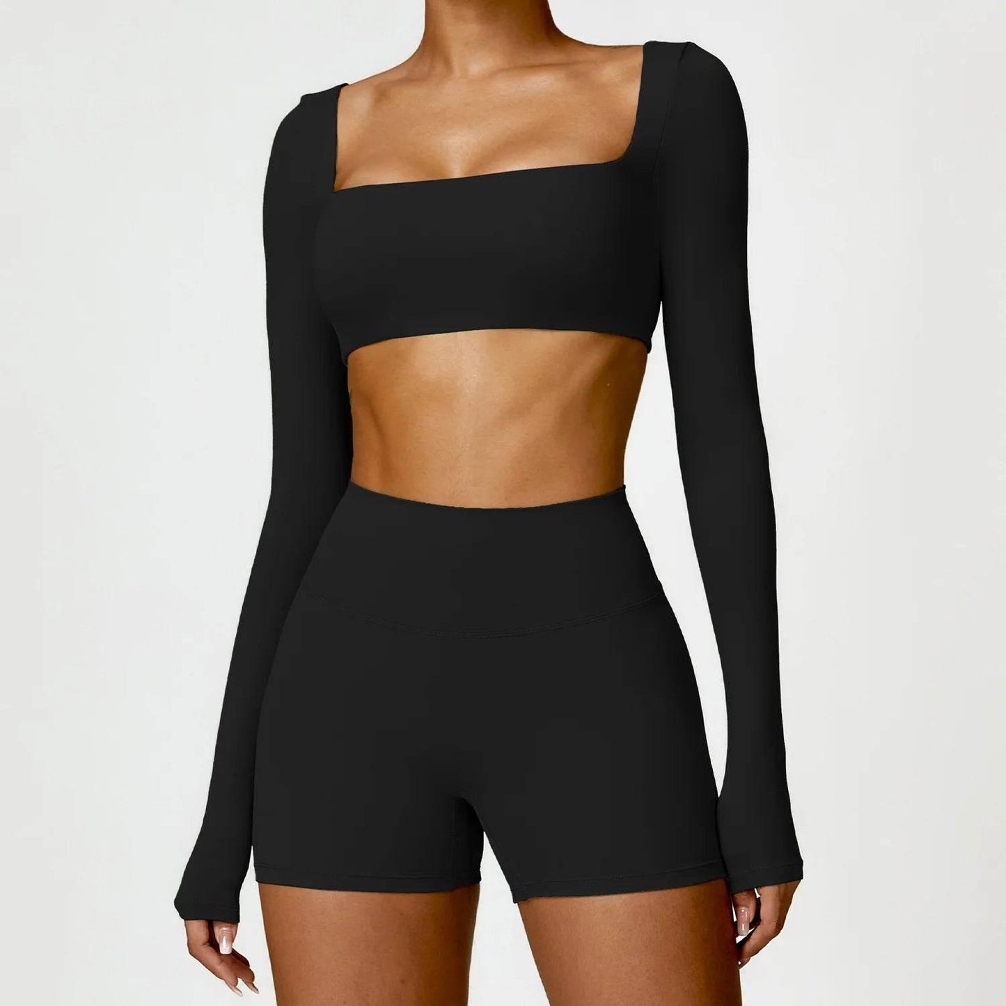 Hearuisavy 2PCS Long Sleeve Gym Set Women Yoga Clothes Quick-Drying Sportswear Running Leggings Workout Sports Crop Top Women - Empire P.E