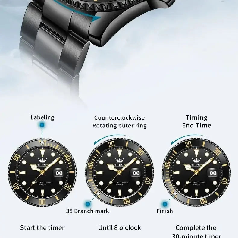 Men Fashion Trend Diving Quartz Watch - Empire P.E