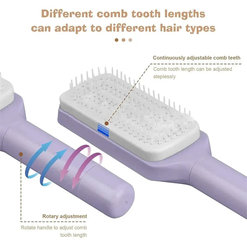 Self-Cleaning Hairbrush Retractable Bristle