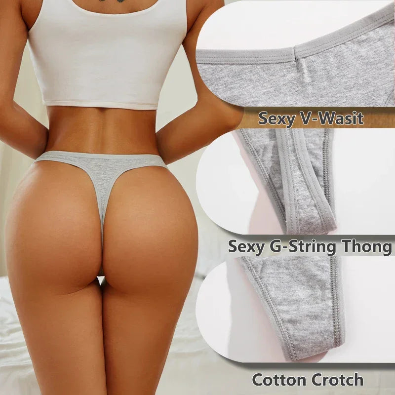4PCS/Set Cotton Panties for Women Sexy Low Rise G-String Thongs - Empire P.E