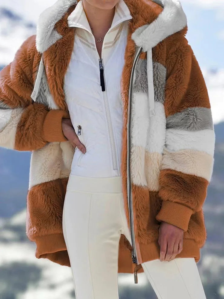 Women's Spring and Autumn Plus Size Long Teddy Bear Coat