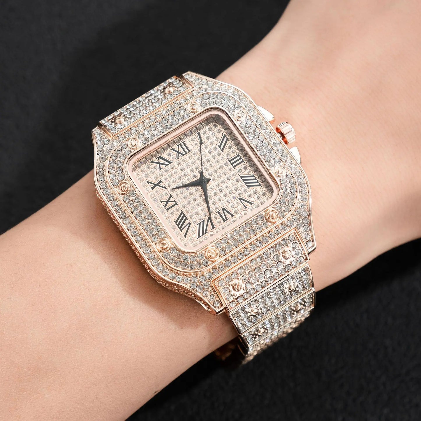 Men's Business Square Starry Sky Steel Belt Diamond Watch