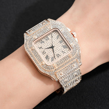 Men's Business Square Starry Sky Steel Belt Diamond Watch