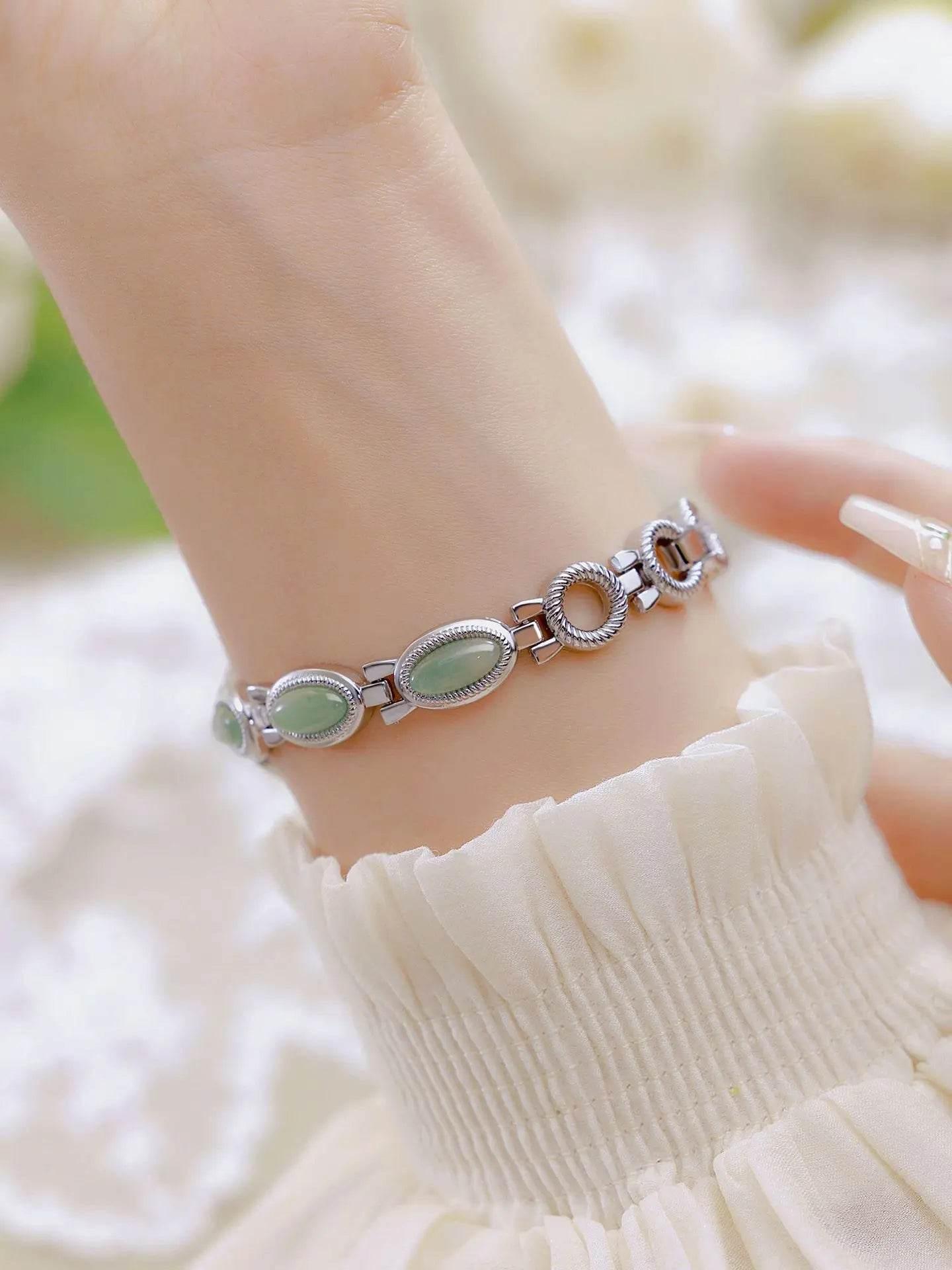 UTHAI Women's Watch Ladies Bracelet Luxury Brand Waterproof Retro Natural Dongling Stone Hotan Jade Advanced Chain Watches Gift - Empire P.E