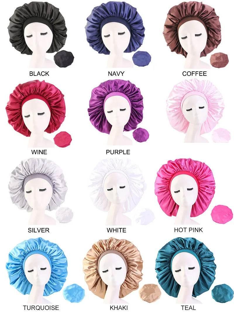 Women Oversized Silky Hair Bonnet Solid Color - Empire P.E