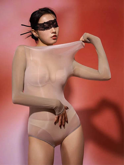 Sexy Women Oil Glossy Shiny High Cut Bodysuit - Empire P.E